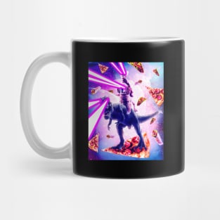 Laser Eyes Space Cat Riding Dog And Dinosaur Mug